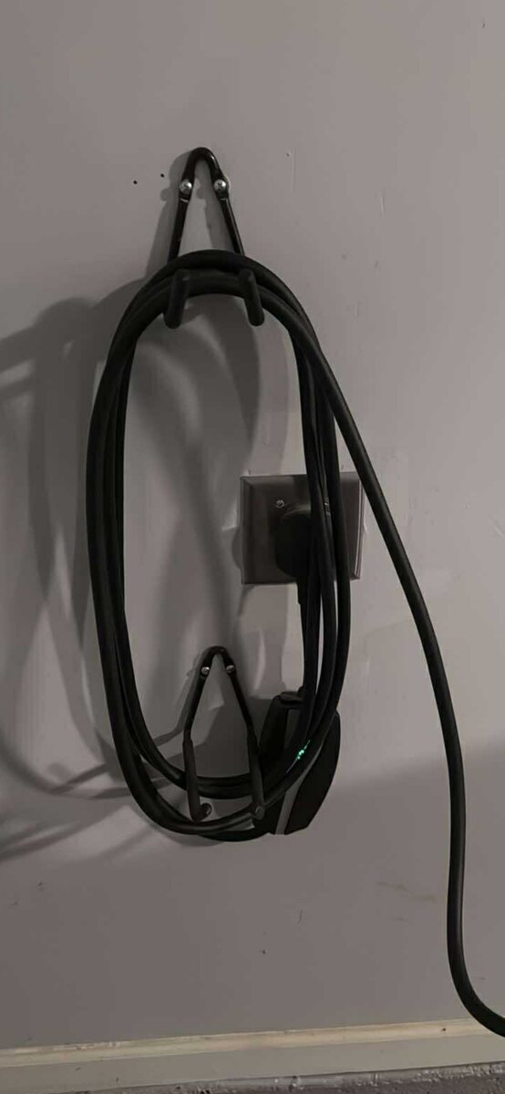 Tesla Wall Connector flush-mounted on finished wall