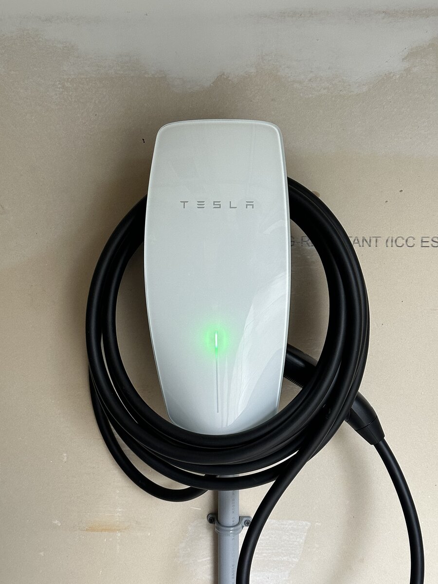 Tesla charger ready for daily home vehicle charging
